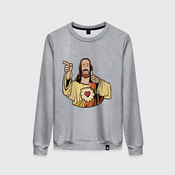 Свитшот хлопковый женский Dogma - smile Jesus like, цвет: меланж