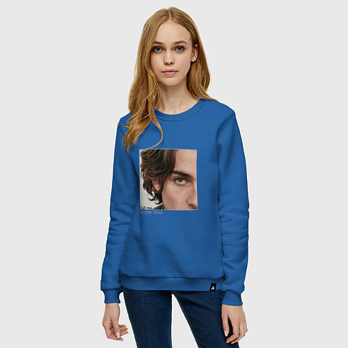 Женский свитшот Timothee Chalamet CMbYN цитата / Синий – фото 3