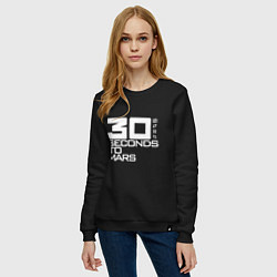 Свитшот хлопковый женский 30 Seconds To Mars logo, цвет: черный — фото 2