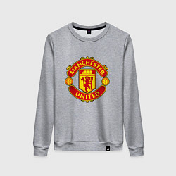 Свитшот хлопковый женский Манчестер Юнайтед логотип, цвет: меланж