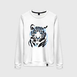 Свитшот хлопковый женский Line Blue Tiger, цвет: белый