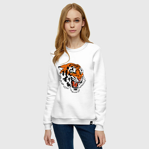 Женский свитшот Smiling Tiger / Белый – фото 3