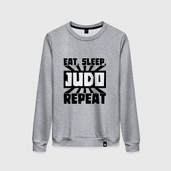 Свитшот хлопковый женский Eat, Sleep, Judo, Repeat, цвет: меланж