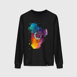 Свитшот хлопковый женский Акварель - скрипичный ключ, цвет: черный