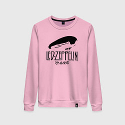 Свитшот хлопковый женский Дирижабль Led Zeppelin с лого участников, цвет: светло-розовый