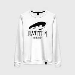 Свитшот хлопковый женский Дирижабль Led Zeppelin с лого участников, цвет: белый