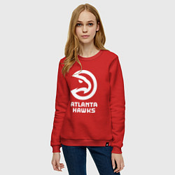 Свитшот хлопковый женский Атланта Хокс, Atlanta Hawks, цвет: красный — фото 2