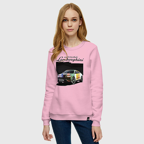 Женский свитшот Lamborghini Urus - это очень круто! / Светло-розовый – фото 3