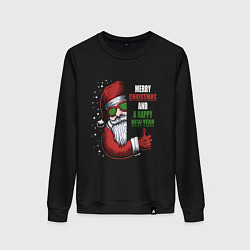 Свитшот хлопковый женский Merry Christmas and Happy New Year!, цвет: черный