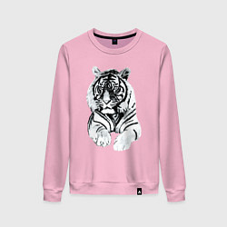Свитшот хлопковый женский Тигр белый, цвет: светло-розовый