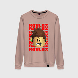 Свитшот хлопковый женский ROBLOX RED LOGO LEGO FACE, цвет: пыльно-розовый