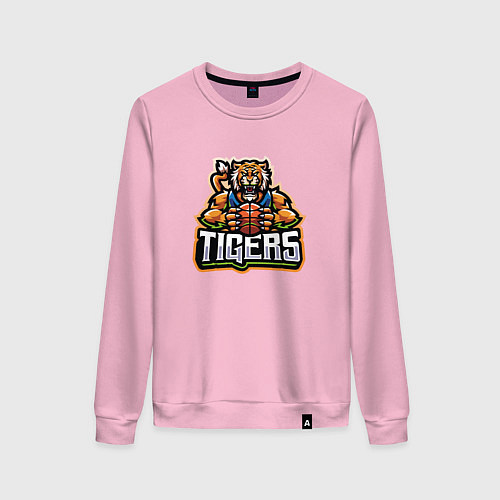 Женский свитшот Тигр баскетболист / Светло-розовый – фото 1