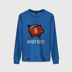 Свитшот хлопковый женский Money Heist Pig, цвет: синий