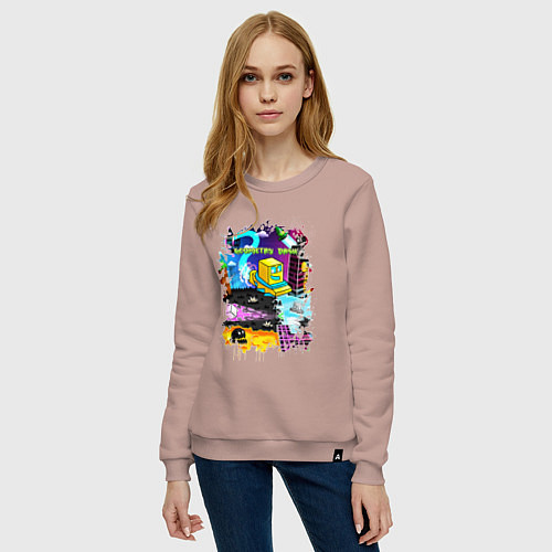 Женский свитшот Geometry Dash: Pixel Logo / Пыльно-розовый – фото 3