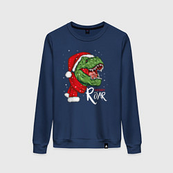 Свитшот хлопковый женский T-rex Merry Roar, цвет: тёмно-синий
