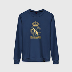 Свитшот хлопковый женский Real Madrid gold logo, цвет: тёмно-синий