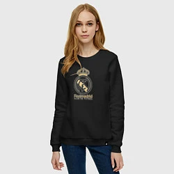 Свитшот хлопковый женский Real Madrid gold logo, цвет: черный — фото 2