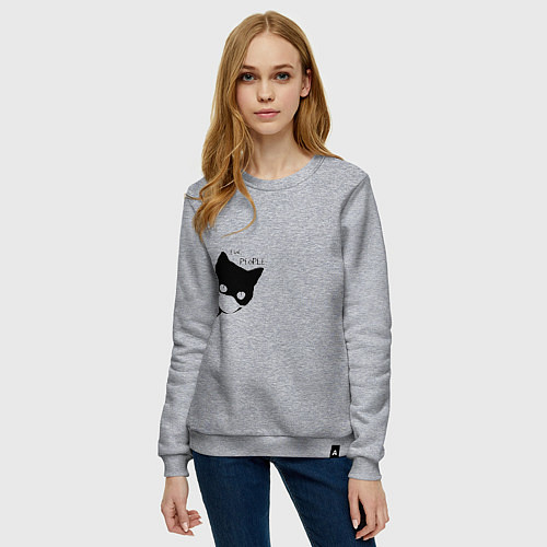 Женский свитшот Кот в маске / Меланж – фото 3