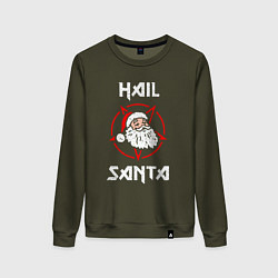 Свитшот хлопковый женский HAIL SANTA CLAUS ГРЕШНЫЙ САНТА, цвет: хаки