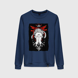 Свитшот хлопковый женский ЗАКЛИНАНИЕ ИТАДОРИ, СУКУНА, цвет: тёмно-синий