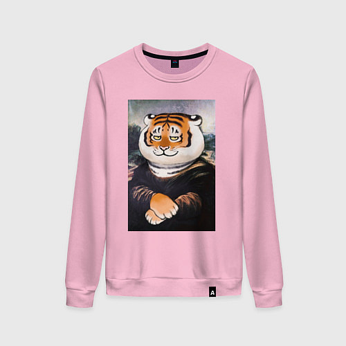 Женский свитшот Тигр - Мона Лиза / Светло-розовый – фото 1
