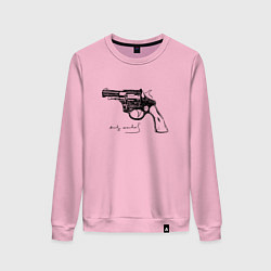 Свитшот хлопковый женский Andy Warhol revolver sketch, цвет: светло-розовый
