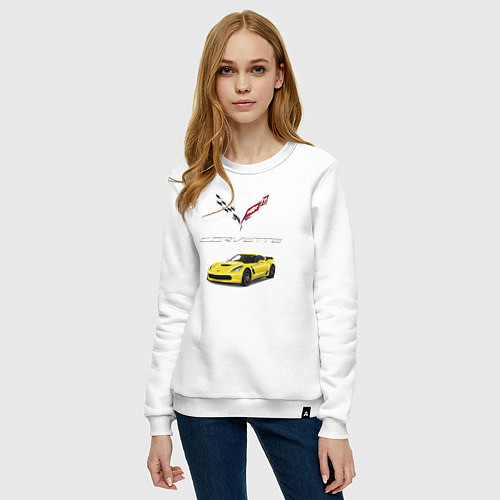 Женский свитшот Chevrolet Corvette motorsport / Белый – фото 3
