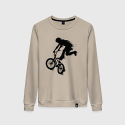 Свитшот хлопковый женский ВЕЛОСПОРТ BMX Racing ВЕЛОСИПЕДИСТ, цвет: миндальный