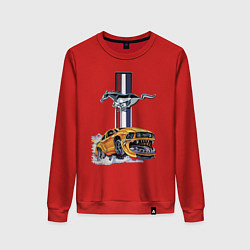 Свитшот хлопковый женский Мустанг раскрыл пасть!, цвет: красный