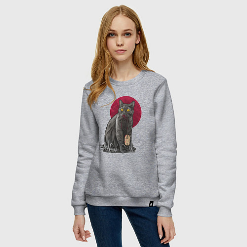 Женский свитшот Кот программист и мышка / Меланж – фото 3