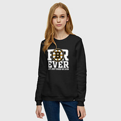 Свитшот хлопковый женский FOREVER NOT JUST WHEN WE WIN, Boston Bruins, Босто, цвет: черный — фото 2