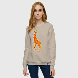 Свитшот хлопковый женский Лиственный жираф, цвет: миндальный — фото 2