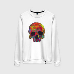 Свитшот хлопковый женский Cool color skull, цвет: белый