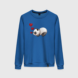 Свитшот хлопковый женский Панда с сердечками, цвет: синий