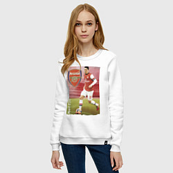 Свитшот хлопковый женский Arsenal, Mesut Ozil, цвет: белый — фото 2