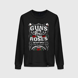 Свитшот хлопковый женский GUNS N ROSES РОК, цвет: черный