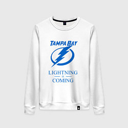 Свитшот хлопковый женский Tampa Bay Lightning is coming, Тампа Бэй Лайтнинг, цвет: белый