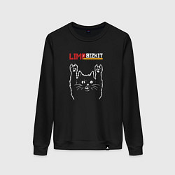 Свитшот хлопковый женский Limp Bizkit рок кот, цвет: черный