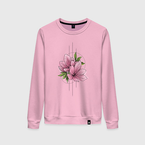 Женский свитшот Акварельный розовой цветок / Светло-розовый – фото 1