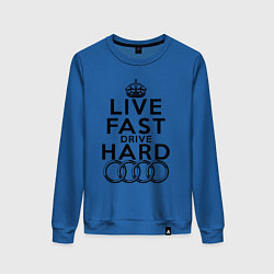 Свитшот хлопковый женский AUDI LIVE FAST, DRIVE HARD АУДИ, цвет: синий