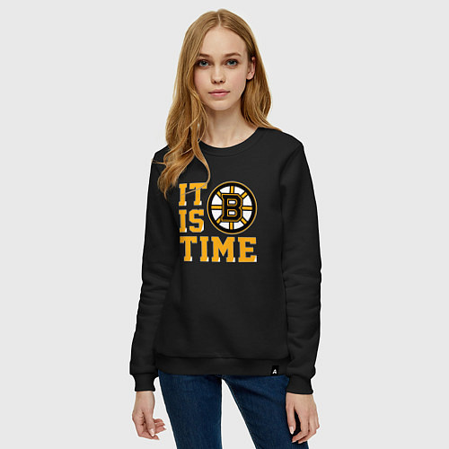 Женский свитшот It Is Boston Bruins Time, Бостон Брюинз / Черный – фото 3