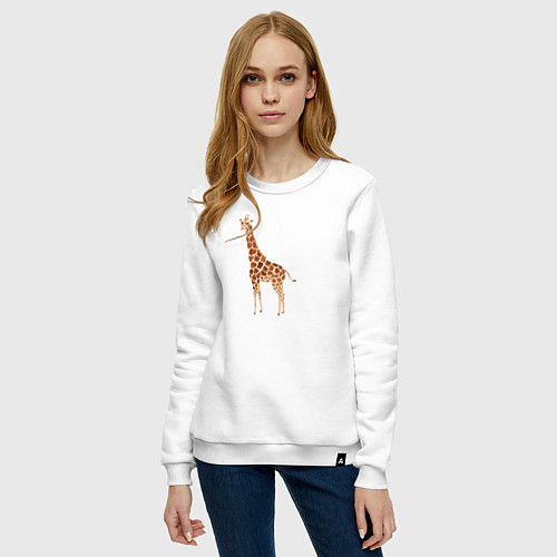 Женский свитшот Любопытный жираф / Белый – фото 3