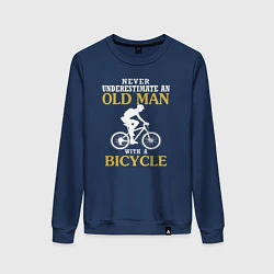 Женский свитшот Никогда не недооценивайте старика с велосипедом