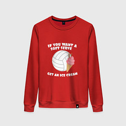 Свитшот хлопковый женский Ice Cream Volleyball, цвет: красный