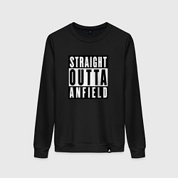 Свитшот хлопковый женский Liverpool Straight Outta Anfield Ливерпуль, цвет: черный