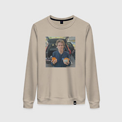 Женский свитшот Уиллем дефо и апельсины