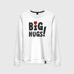 Свитшот хлопковый женский Big hugs!, цвет: белый