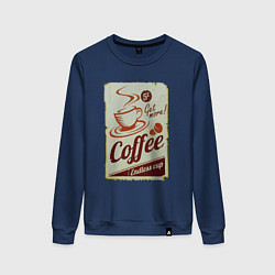 Свитшот хлопковый женский Coffee Cup Retro, цвет: тёмно-синий