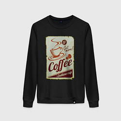 Свитшот хлопковый женский Coffee Cup Retro, цвет: черный