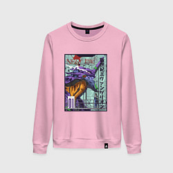Свитшот хлопковый женский Евангелион eva 01 робот, цвет: светло-розовый
